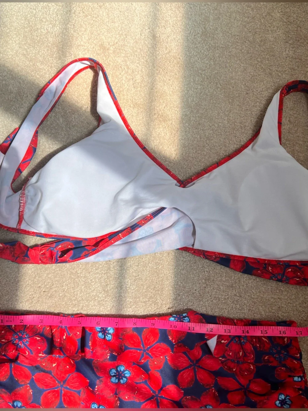 Red Floral Two-Piece Bikini Set - Picture 3 of 5